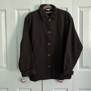 El Huarache Womens Black Woven Cotton Blazer Jacket XS Boho Vtg Minimalist Basic